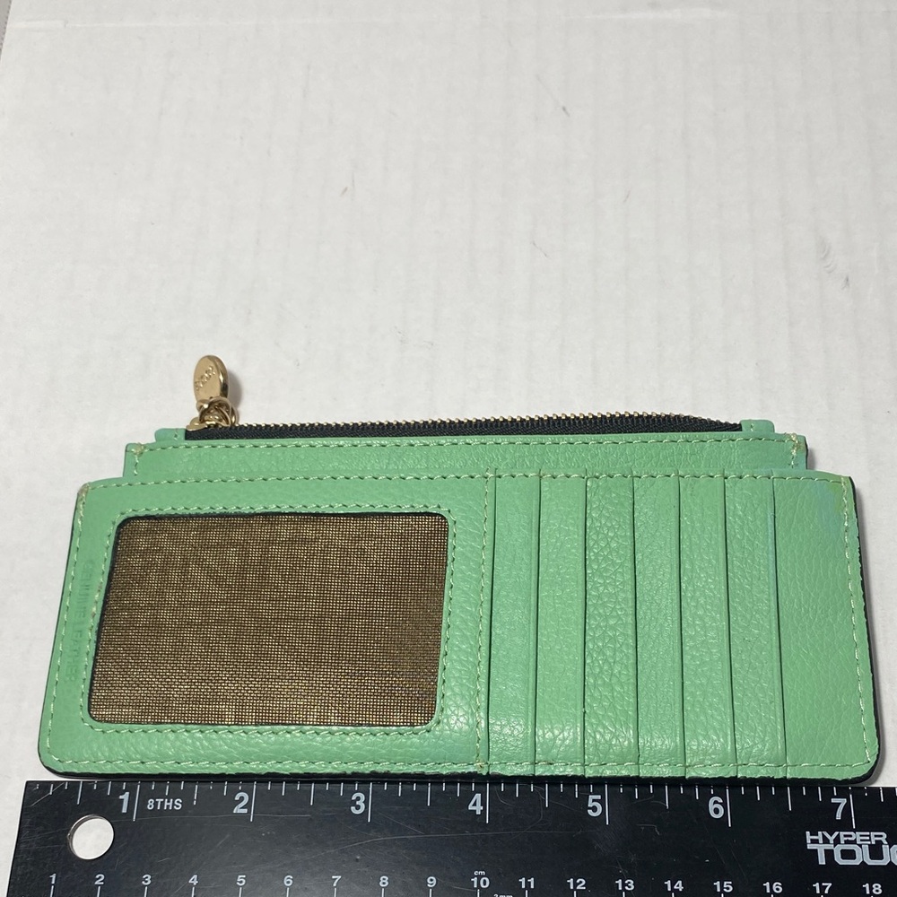 Lodis Mint Green Genuine Leather Card Wallet with Zip Pocket - Picture 10 of 12